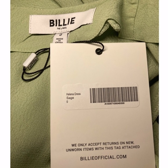 BILLIE The Label Revolve Helena Mini Dress Women’s Sage Green Puff Sleeves - Picture 12 of 16